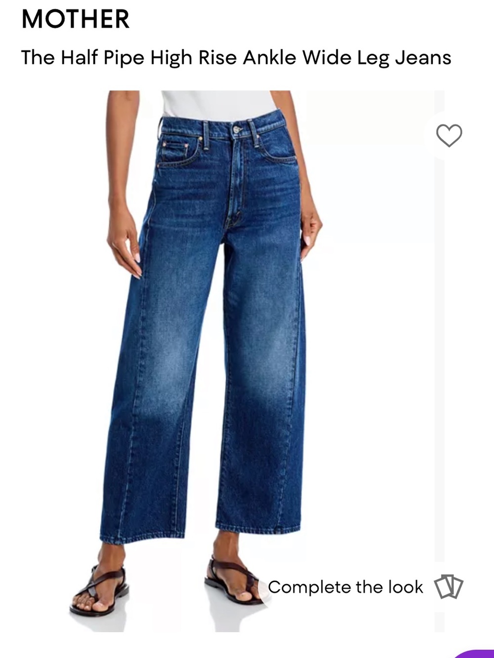 MOTHER High-Rise Ankle Wide-Leg Jeans - Dark Blue